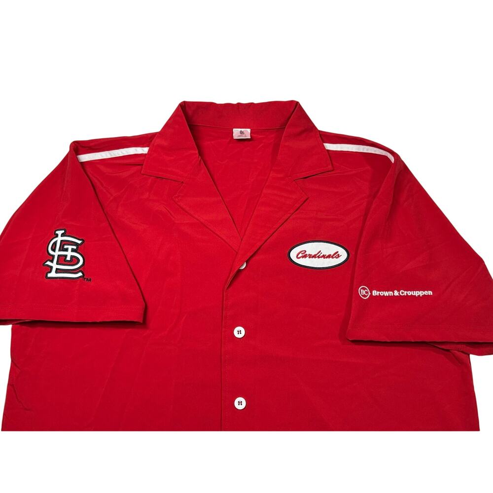 St Louis Cardinals Red White Button Down Shirt Size XL